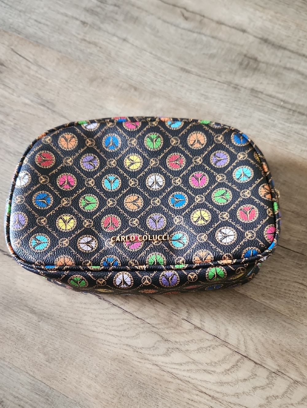 Carlo Colucci Black Multicolor Logo Pouch
